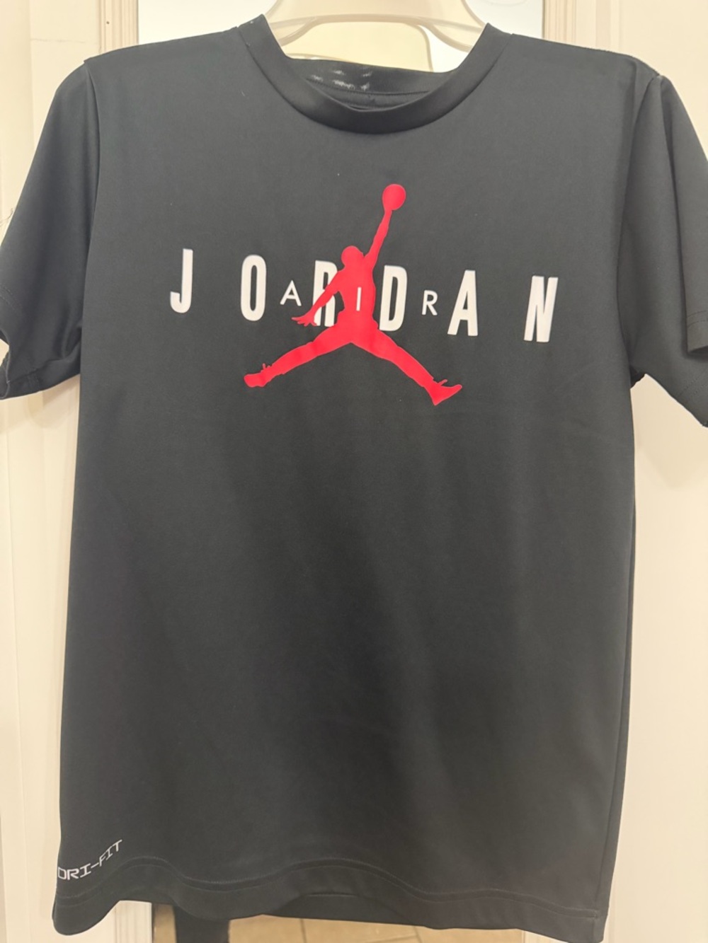 Jordan Black Tee with Red Jumpman and White Lettering